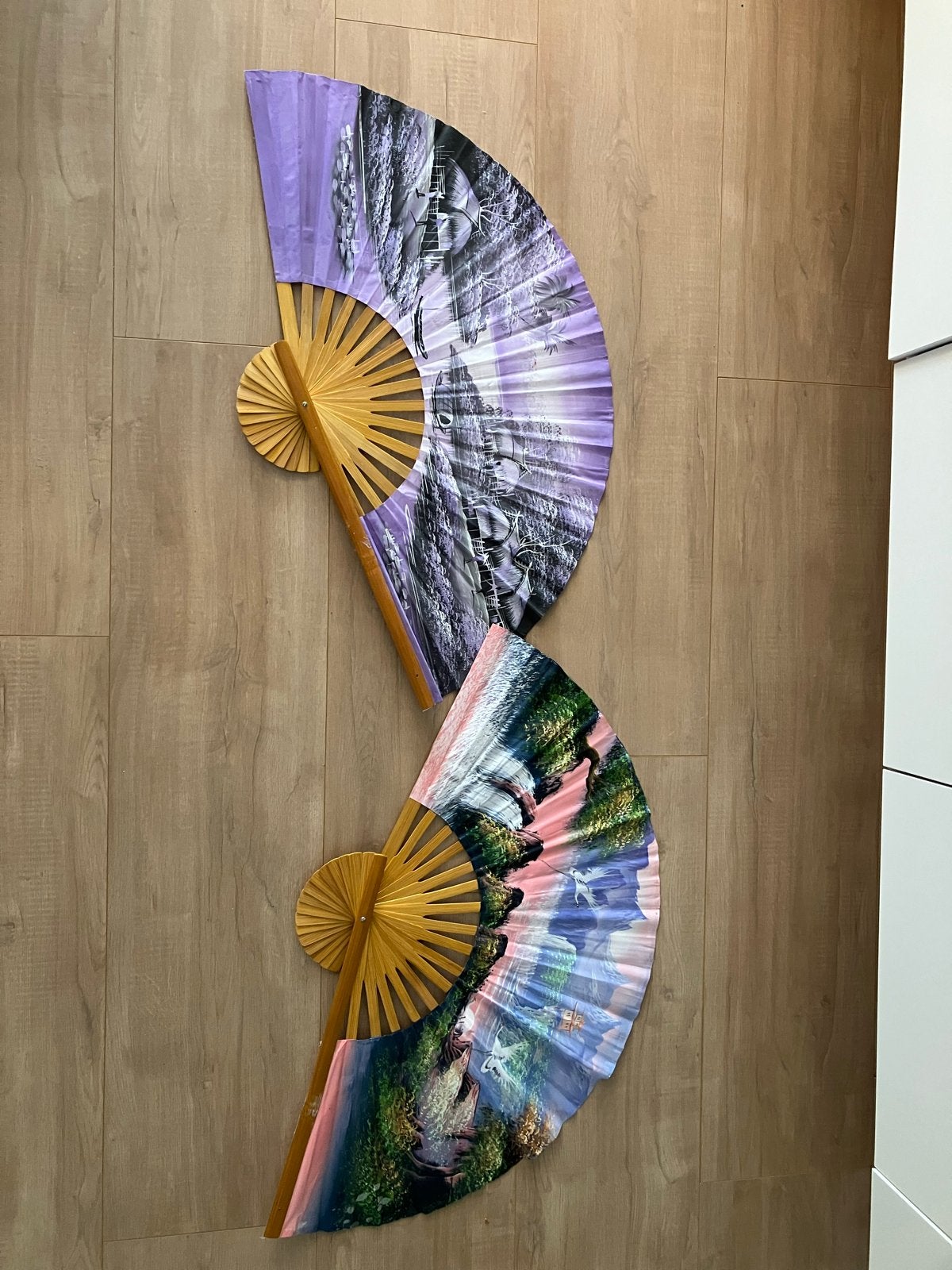 Decoratieve waaiers met kleurrijke afbeeldingen, Huis en Inrichting, Ophalen, Hout, Meerkleurig, Oosters