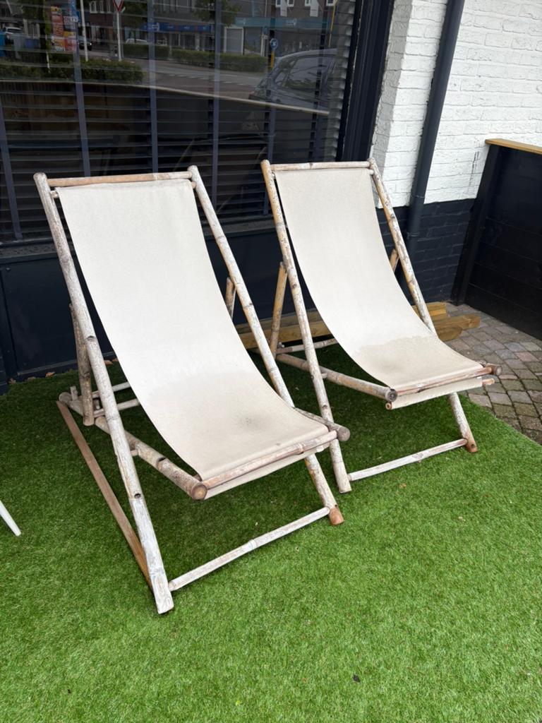 2 x ligstoel bamboe, Tuin en Terras, Ligbedden, Ophalen