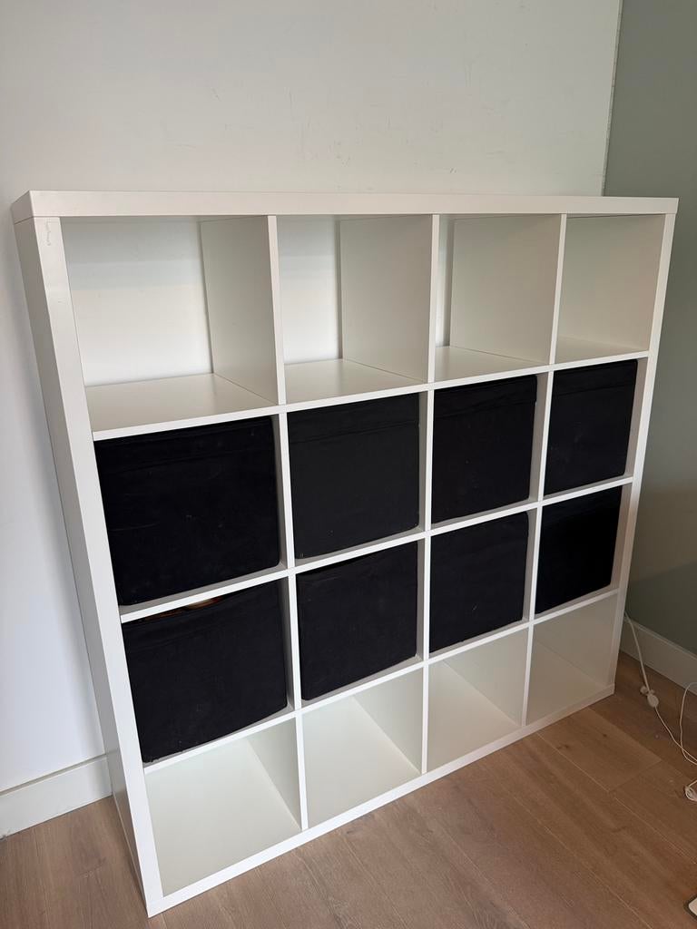 IKEA Kallax 4x4 vakkenkast wit 147x147 cm, Ophalen, Gebruikt, 100 tot 150 cm, Minder dan 150 cm
