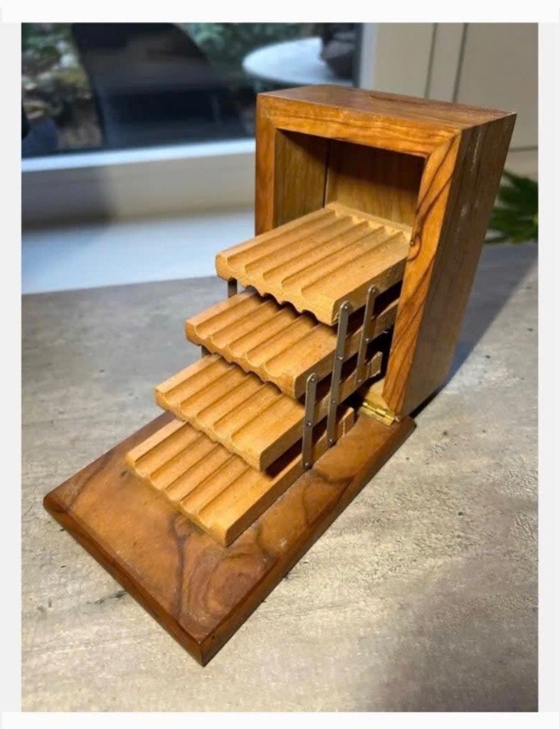 Vintage Sigarettendoos Hout, 4 laags, Tabaksdoos of Verpakking, Ophalen of Verzenden, Zo goed als nieuw, X
