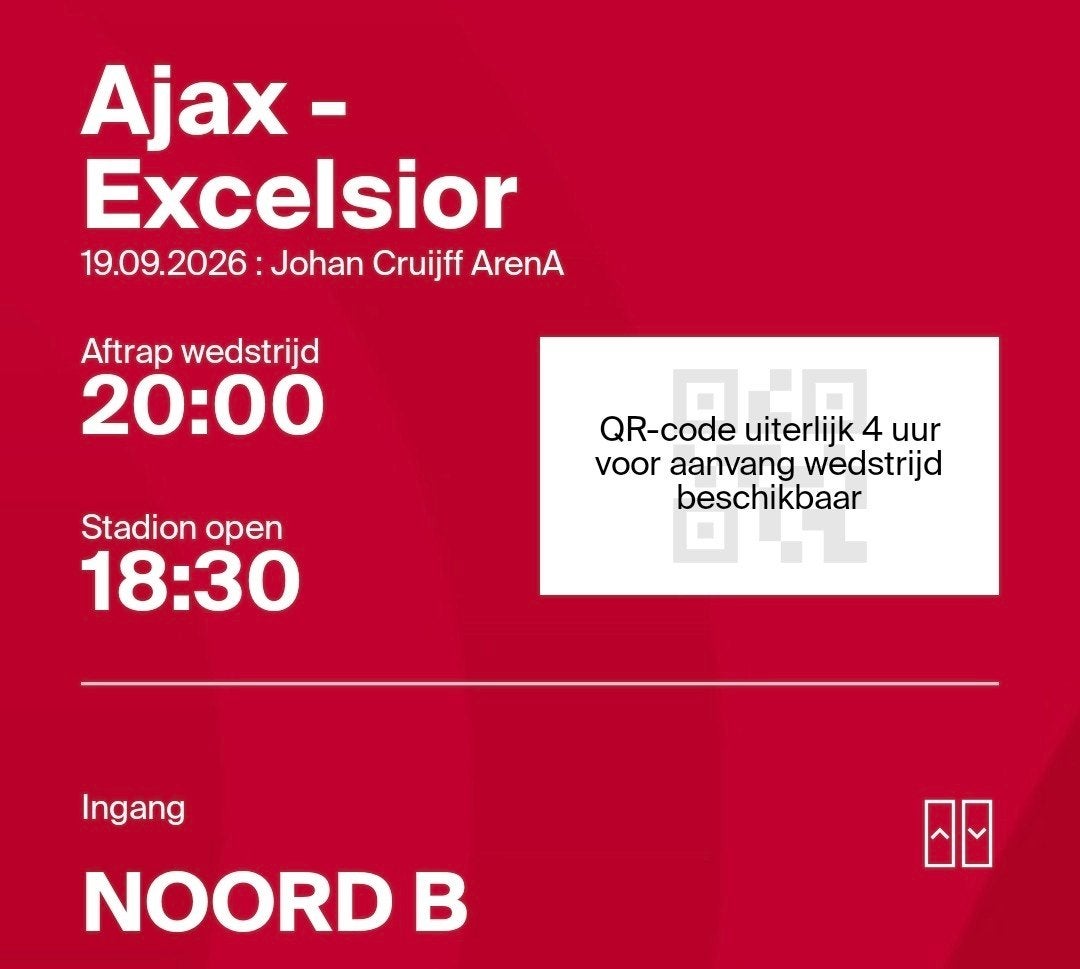 1x AJAX - EXCELSIOR  //  Vak: 115, Eén persoon, September