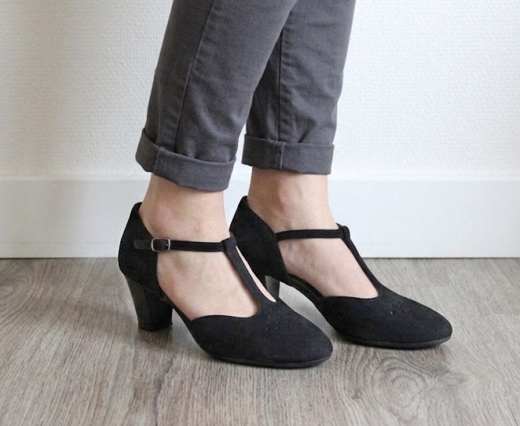Arche - prachtige T-strap hakken - zwart leer - maat 41, Kleding | Dames, Schoenen, Schoenen met lage hakken, Verzenden, Zwart