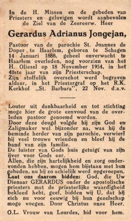 Jongejan Gerardus Adrianus Schagen 1888-1954 Haarlem, Ophalen of Verzenden