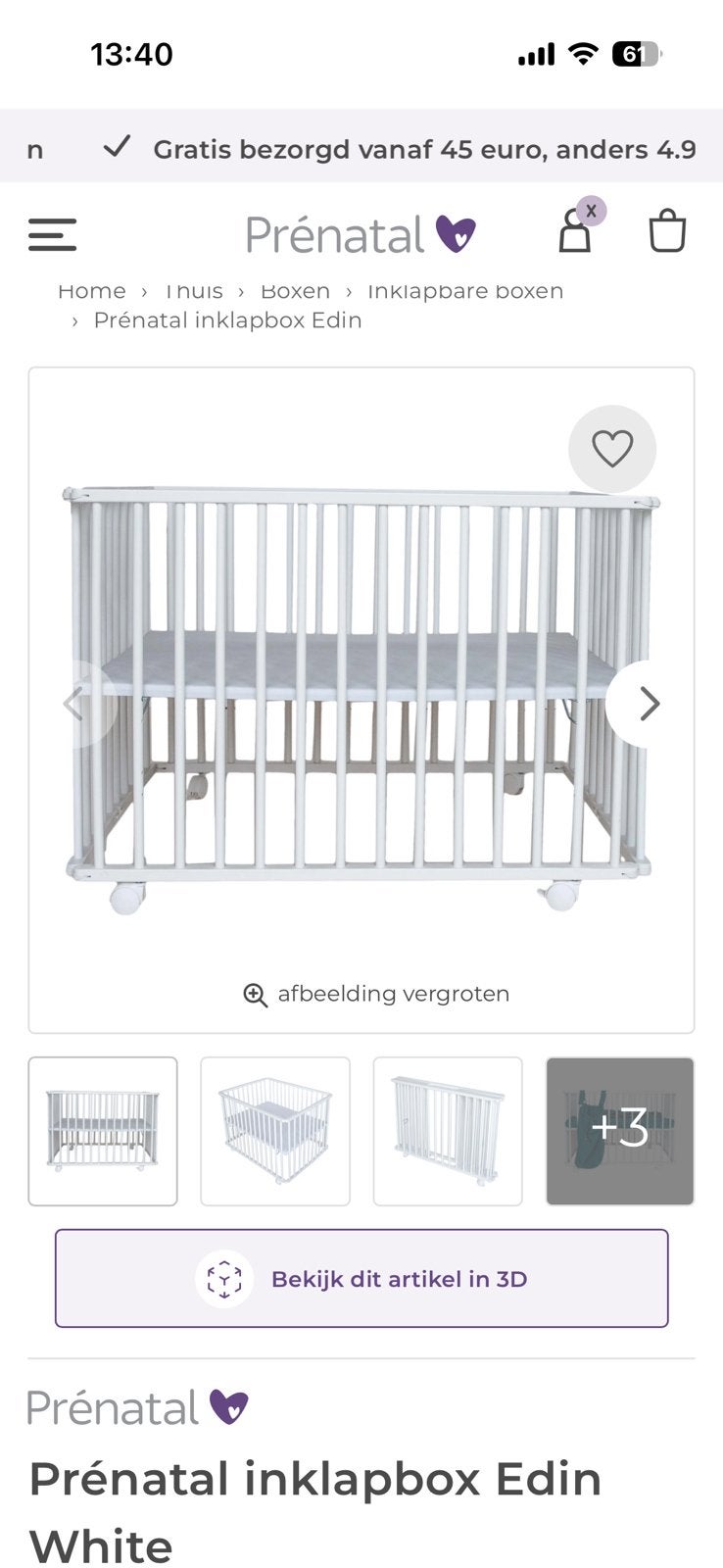 Box inklapbaar op wieltjes, Kinderen en Baby's, Boxen, Ophalen, Gebruikt, Rechthoekig, In hoogte verstelbaar