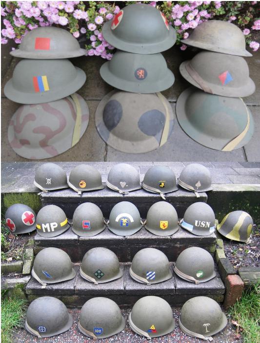 Helm Infantry D-day Normandy 1944 WW2 USA Rangers 327 MP USN, Verzamelen, Ophalen of Verzenden, Amerika, Helm of Baret