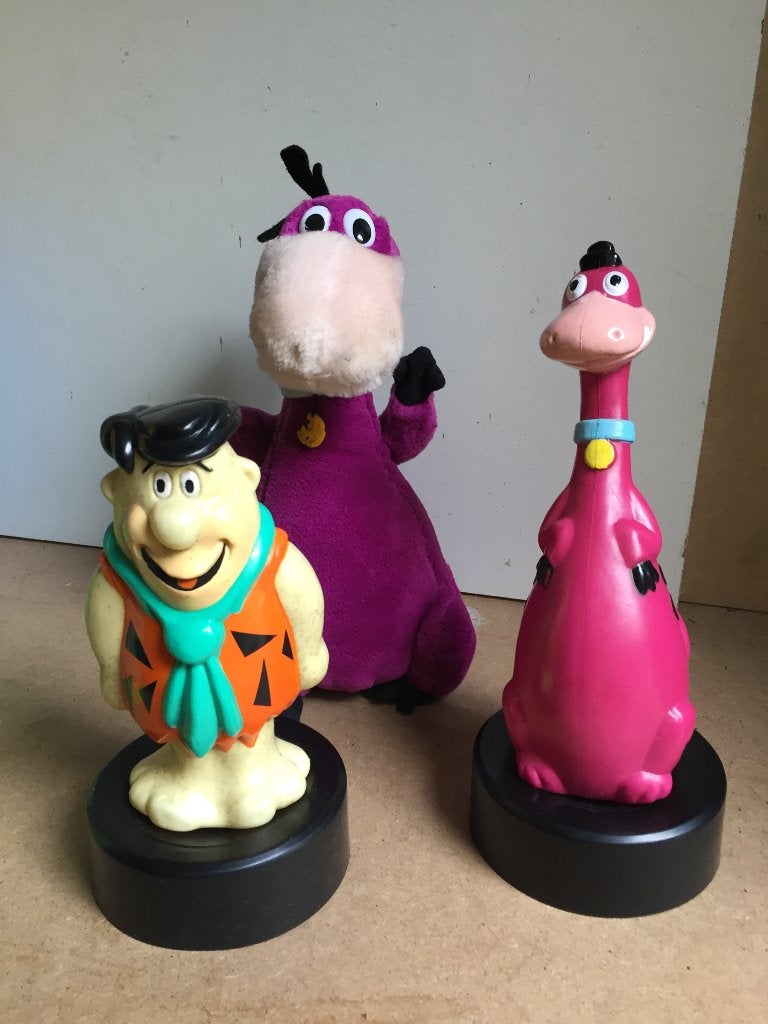 Vintage The Flintstones Fred en Dino Knuffel poppen jaren 90, Ophalen of Verzenden, Zo goed als nieuw, Overige typen