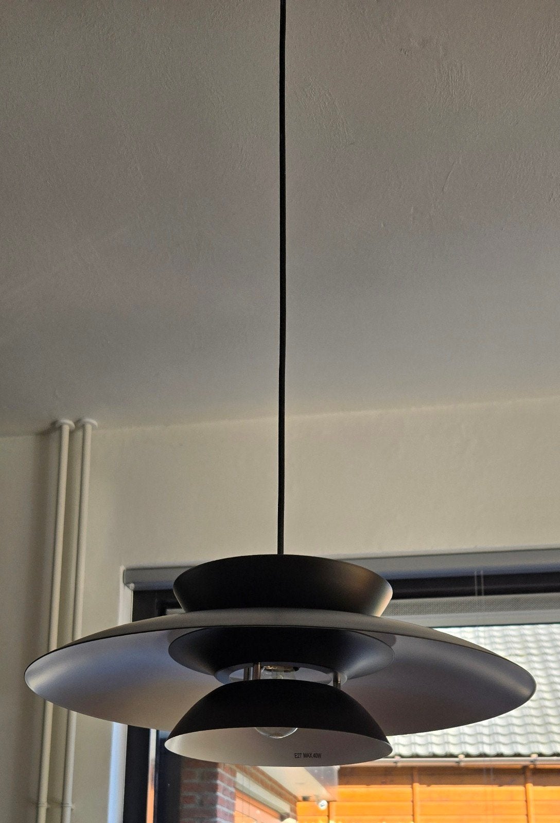mooie hanglamp, zwart, metaal, 53 cm br, Ophalen, Zo goed als nieuw, Metaal