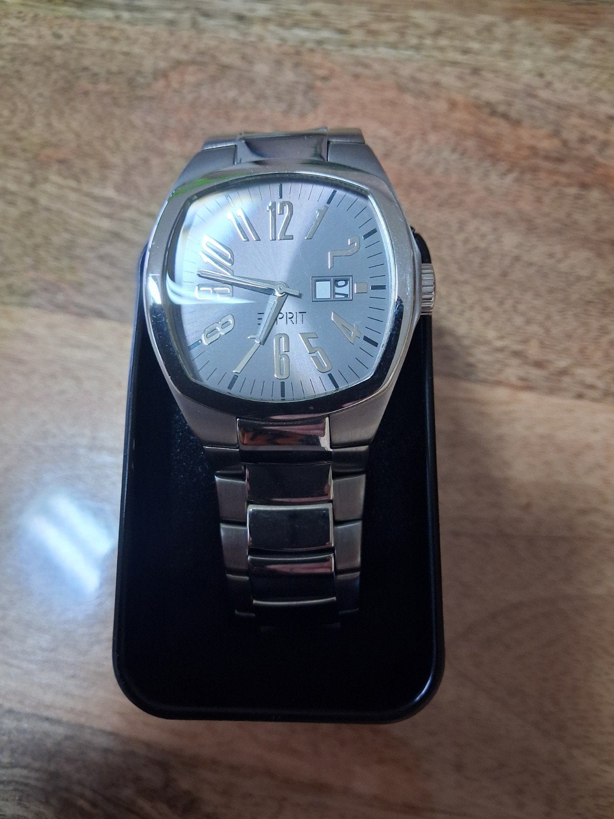 Te koop esprit heren horloge in doos, Ophalen, Staal, Overige merken, 1960 of later