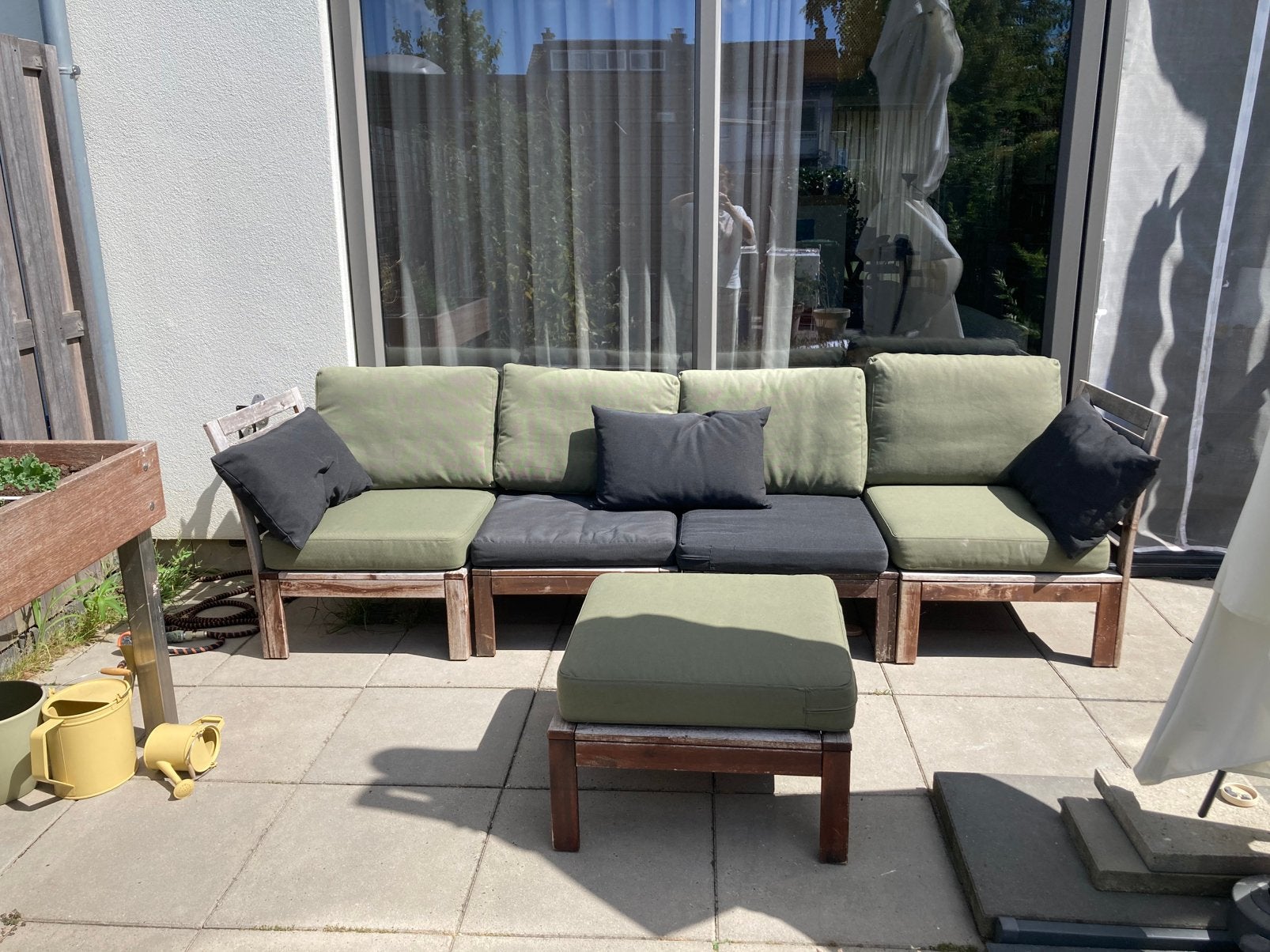 IKEA NÄMMARÖ modulaire tuinset met kussens en opbergbak, Tuin en Terras, Ophalen, 5 zitplaatsen, Gebruikt, Bank
