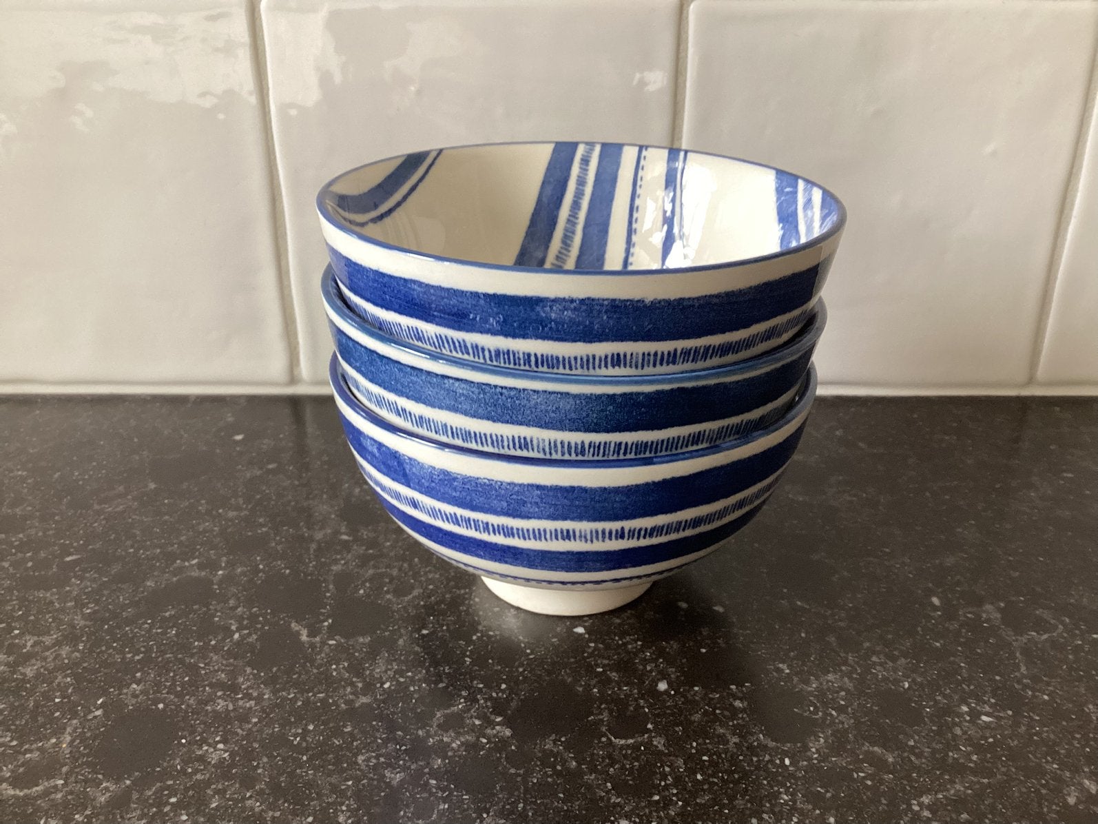 Nieuw ! 3 blauw/witte kommetjes, Ophalen, Nieuw, Overige stijlen, Kom(men)