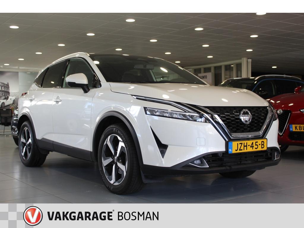 Nissan QASHQAI 1.3 MHEV X Tekna +/LEDER/360CAMERA/MEMORY, Zwart, 4 cilinders, Wit, Leder