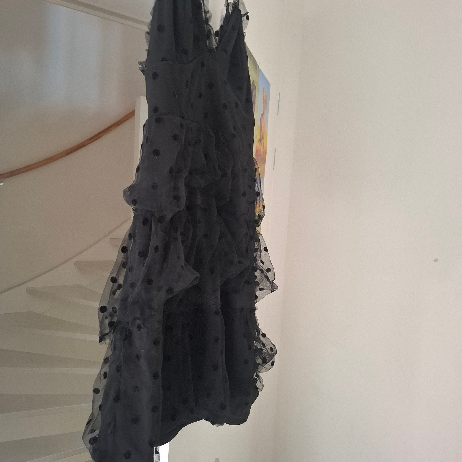 Mini jurk zwart kant maat 42 met nopjes stof nieuw, Overige typen, Zwart, Maat 42/44 (L), Ophalen of Verzenden