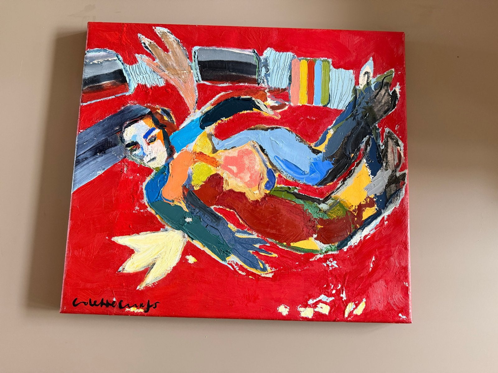 Colette Curfs - 'Engelin' (2009) - Olieverf op doek, Ophalen, Figuren, Handgeschilderd, Olieverf