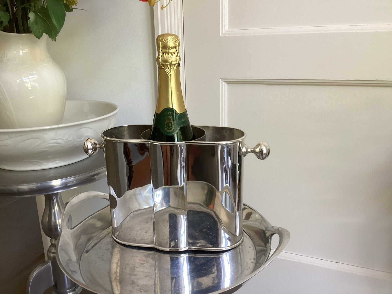 Art Deco verzilverde Wijn- en Champagnekoeler, Ophalen