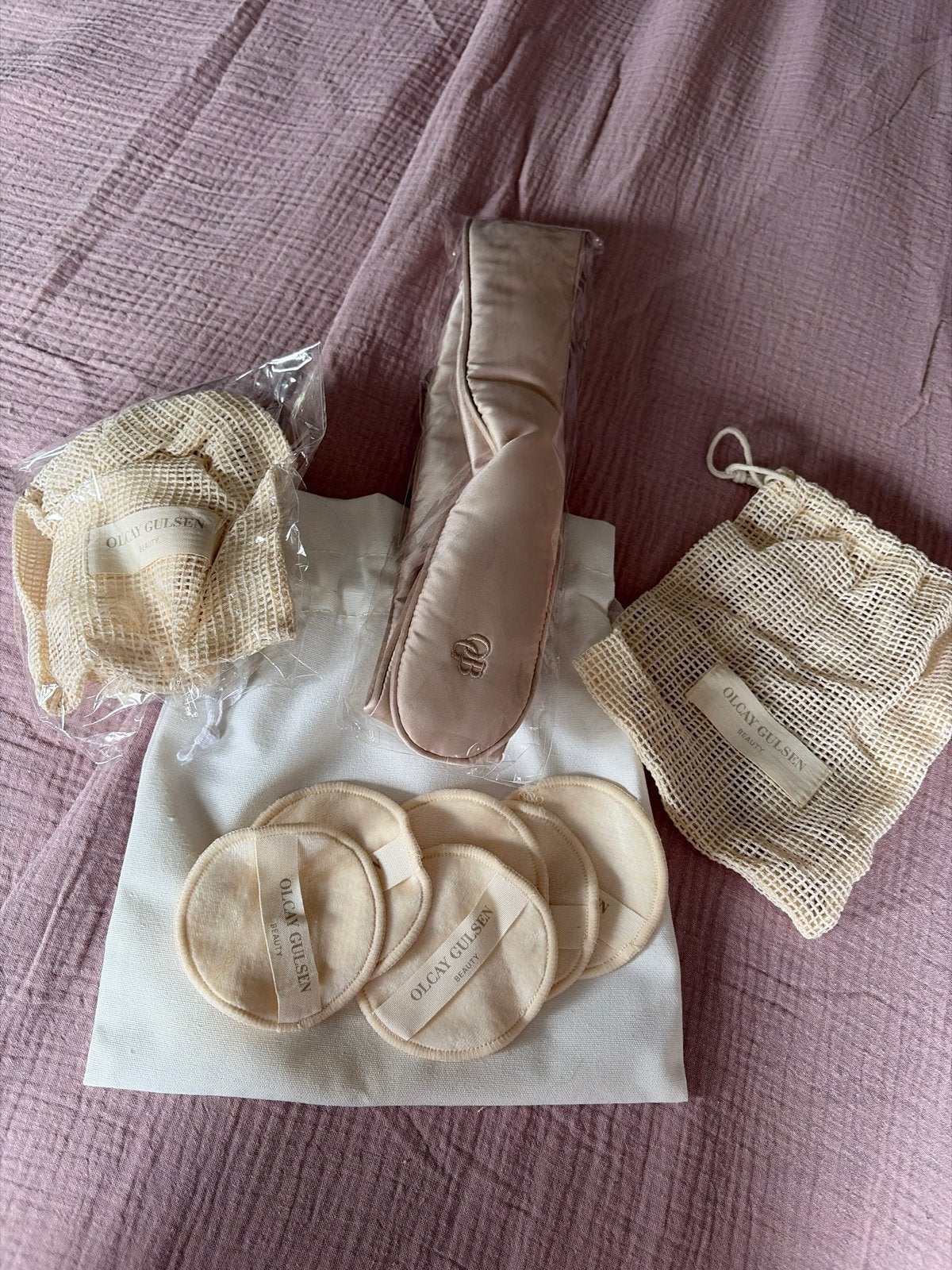 Olcay Gulsen Beauty set: haarband, wattenschijfjes, zakjes, Ophalen of Verzenden, Nieuw, Overige typen
