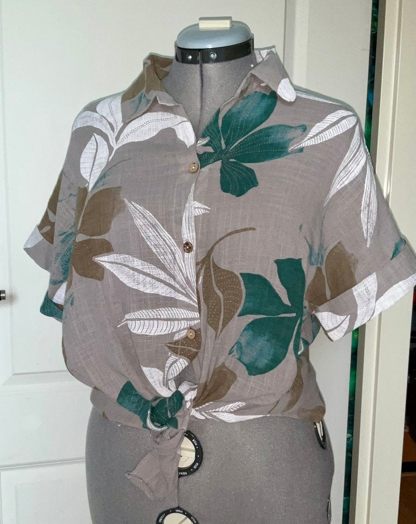 Dames knoopblouse One Size, Maat 38/40 (M), Beige, Nieuw, Ophalen of Verzenden