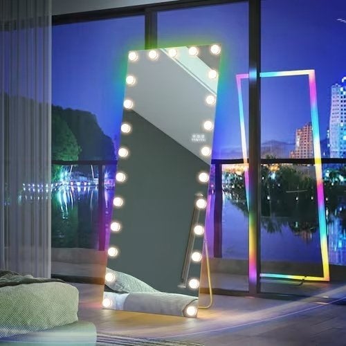 vanitii Hollywood spiegel met LED-verlichting RGB 180x75cm, Nieuw, Ophalen of Verzenden, 150 tot 200 cm, Rechthoekig
