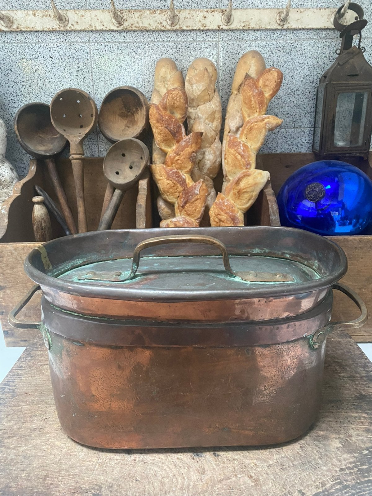 19e eeuws handwerk, grote koperen pan, Ophalen of Verzenden