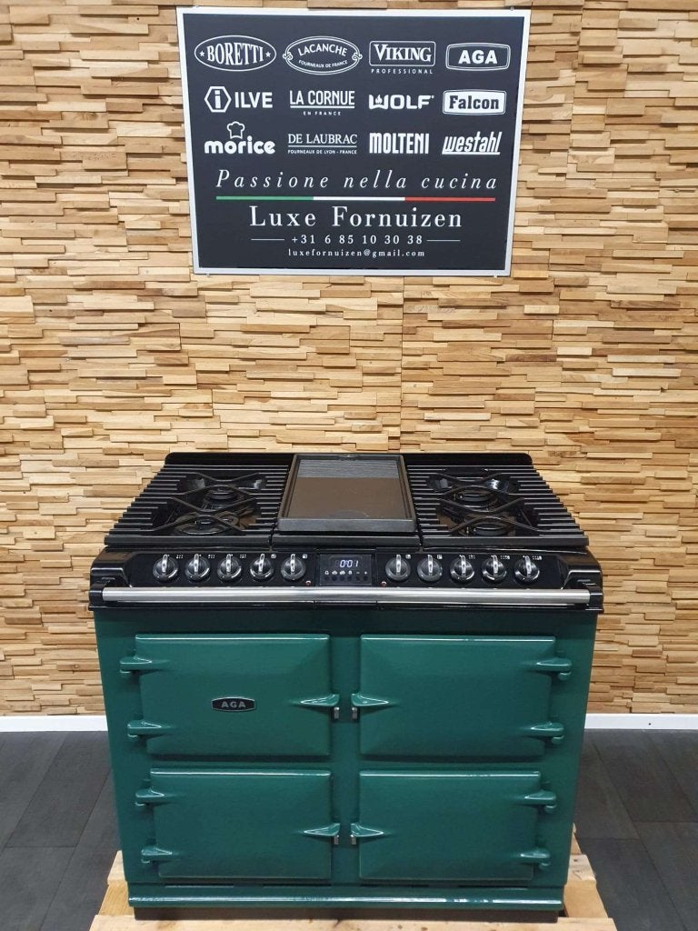 🔥AGA SIX FOUR Fornuis 100cm groen 4 elektrisch ovens, Niet ingevuld, 60 cm of meer, Niet ingevuld, Ophalen of Verzenden