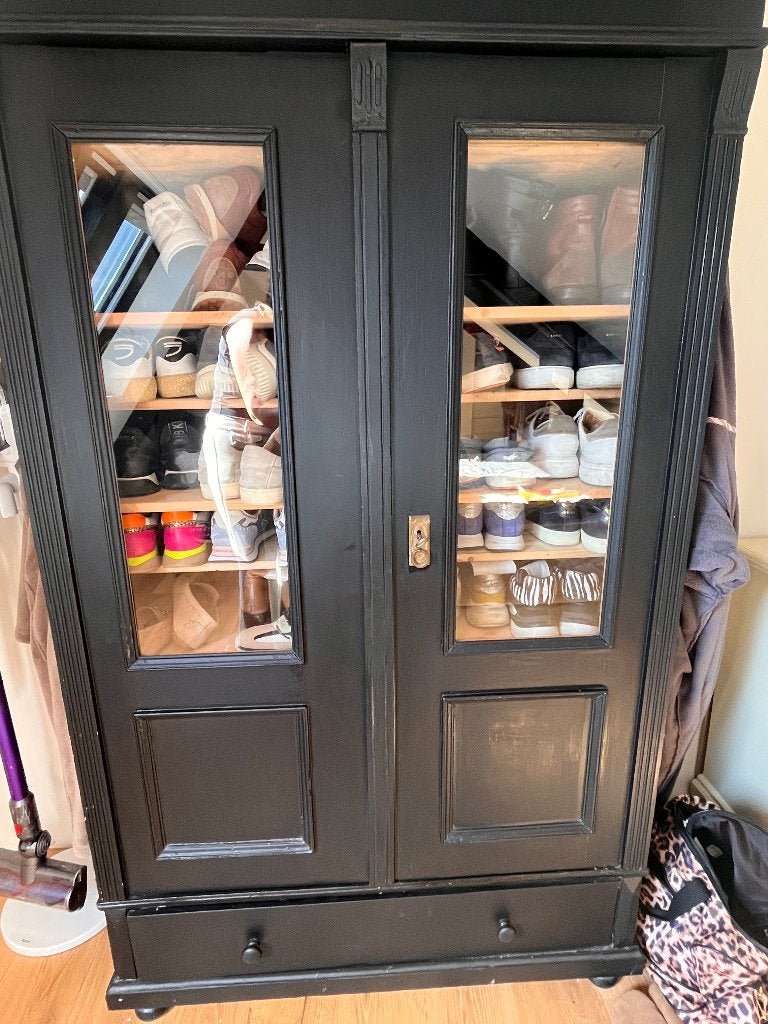 Brocante vitrinekast gekocht bij Van Dijk & Ko, Ophalen, 50 tot 100 cm, Glas, 25 tot 50 cm