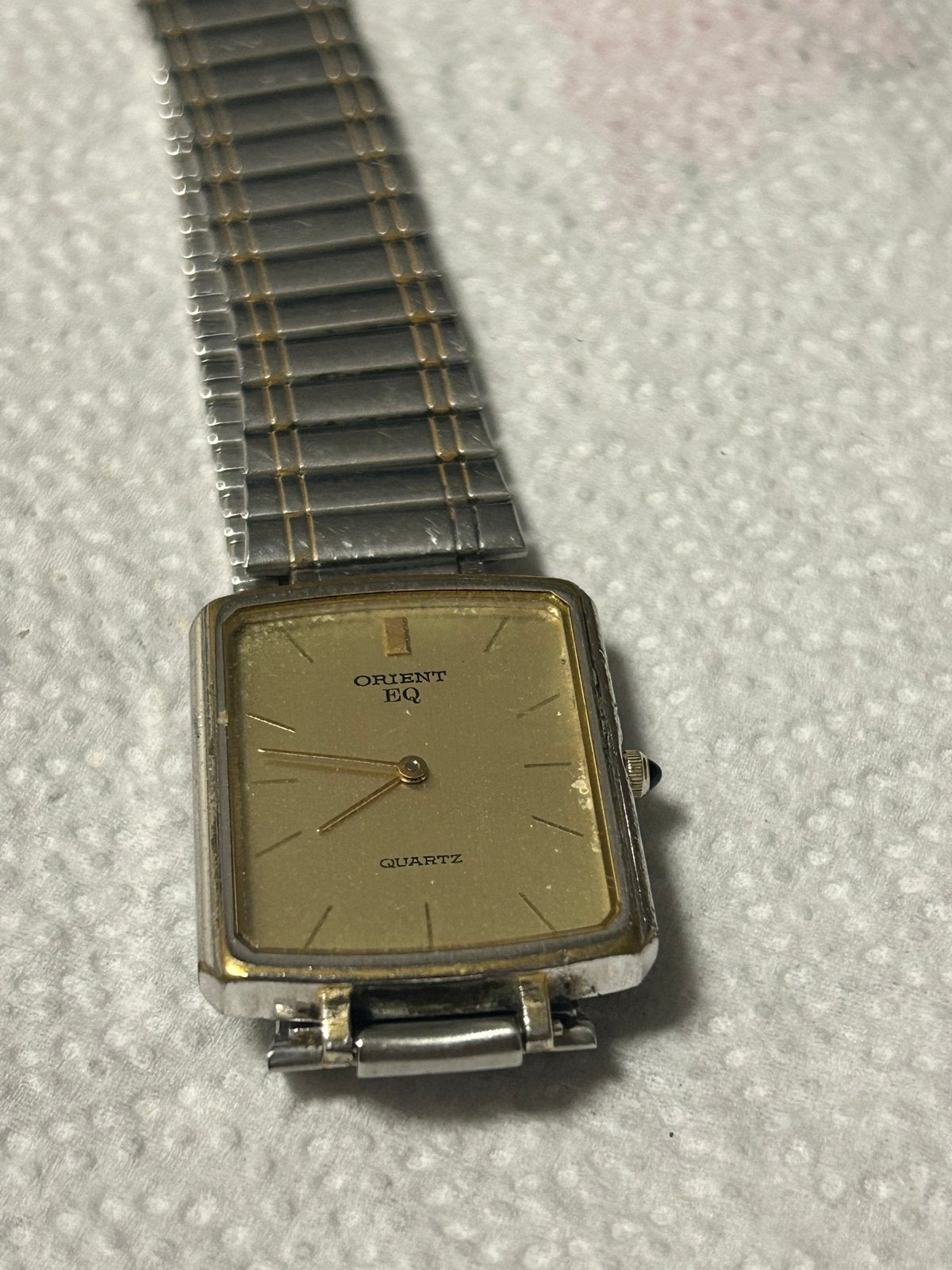 Vintage Orient EQ Quartz Horloge - Goudkleurig met Stalen Ba, Overige merken, Gebruikt, Staal, Polshorloge
