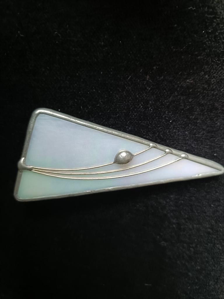 Prachtige Art Deco Broche Jaren '20 met Parelmoer, Overige materialen, 4 tot 7 cm, Gebruikt, Wit