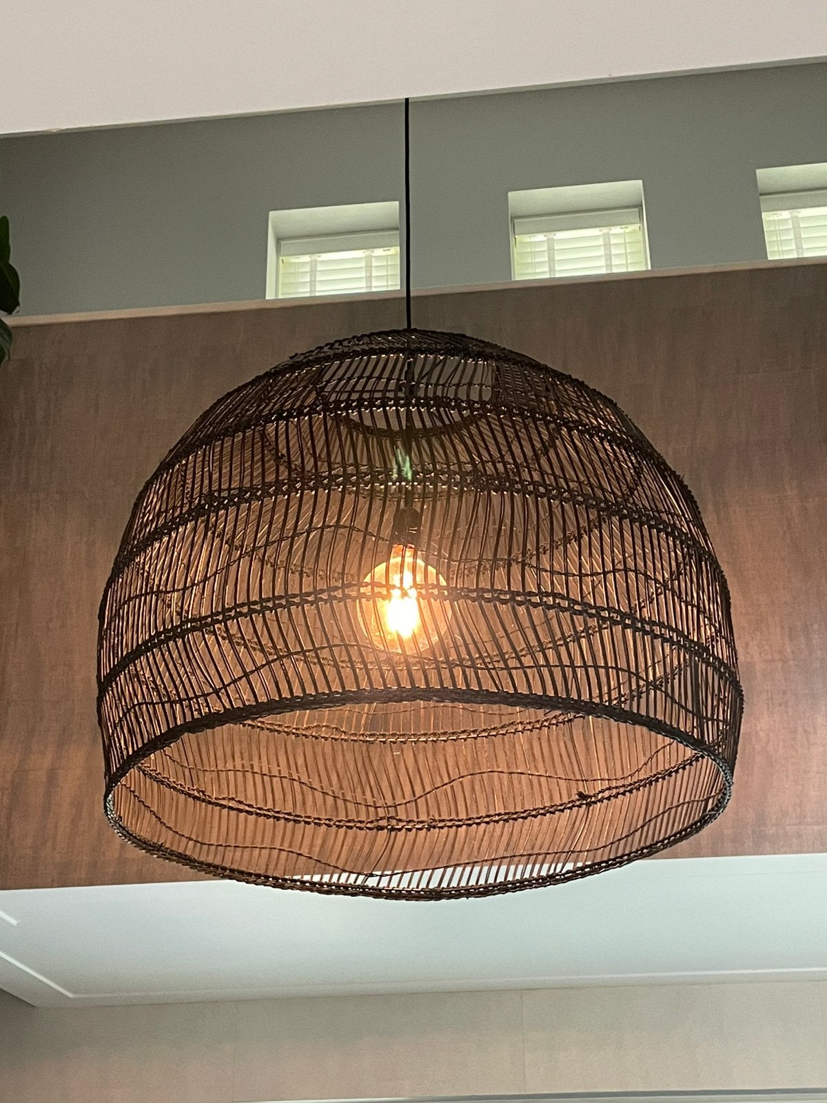 XXL Lampenkap zwart rotan, Ophalen, Zo goed als nieuw