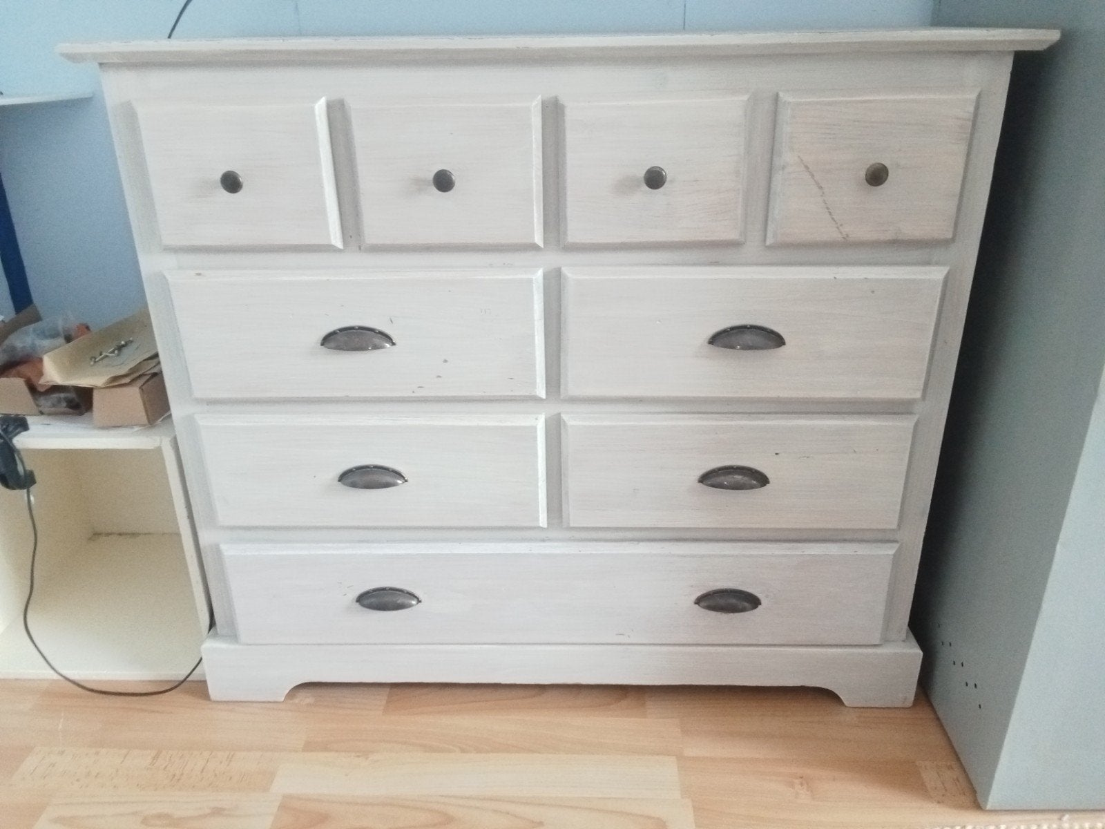 Dressoir Apothekerskast Whitewash - Kies uw eigen kleur!, Ophalen, Gebruikt, 100 tot 150 cm, Met lade(s)