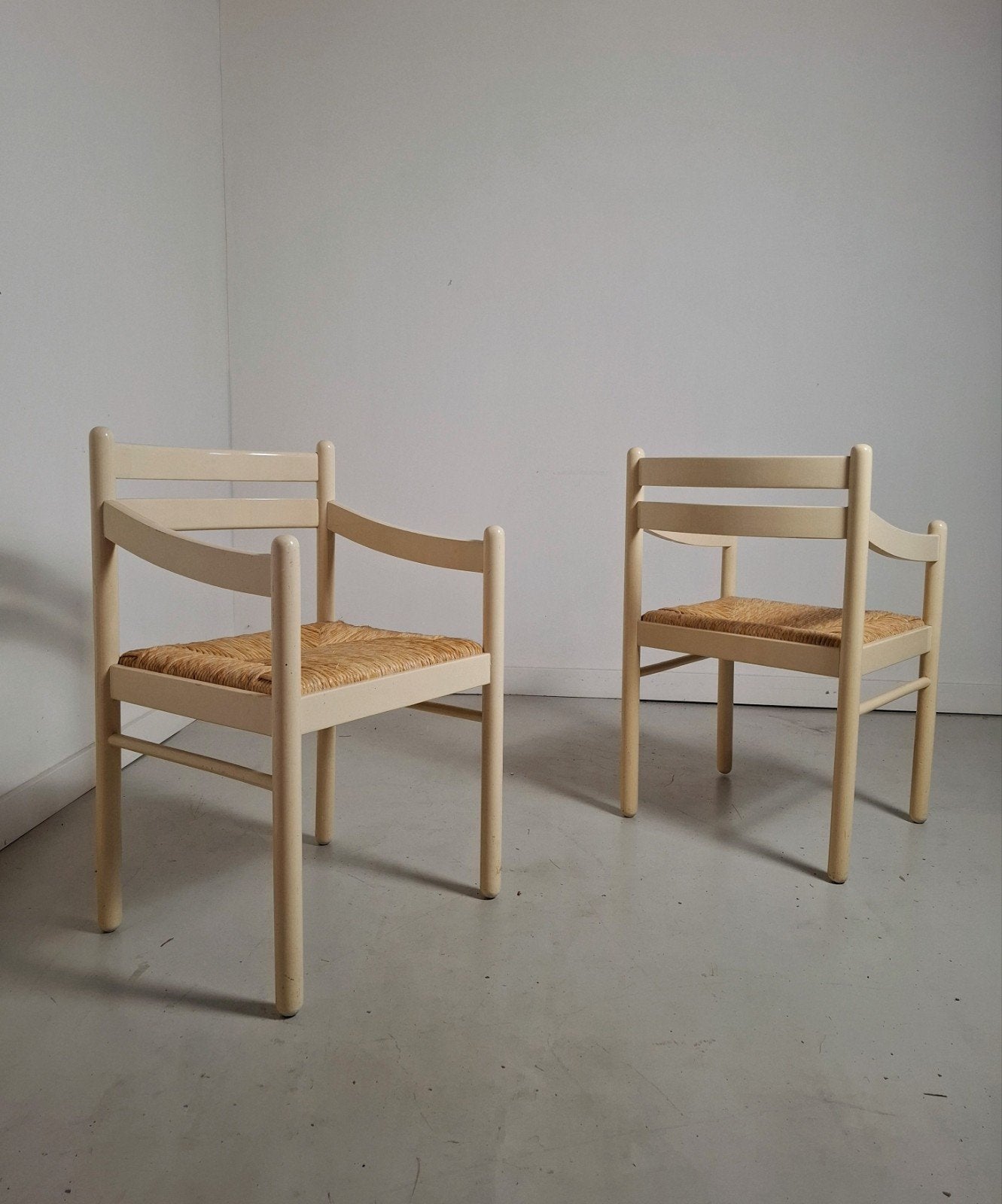 Set van 2 vintage design stoelen, Huis en Inrichting, Ophalen of Verzenden, Zo goed als nieuw, Bruin