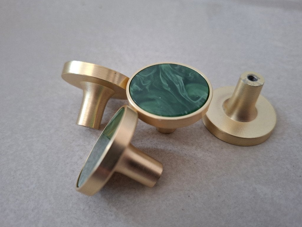 Goudkleurige kastknop groen parelmoer, Ophalen of Verzenden, Nieuw