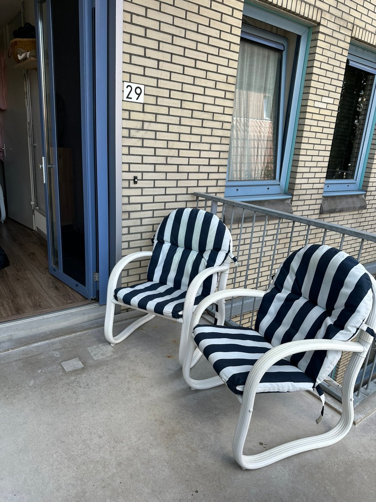 Comfortable tuinstoelen met kussens, Ophalen, Gebruikt, Kunststof