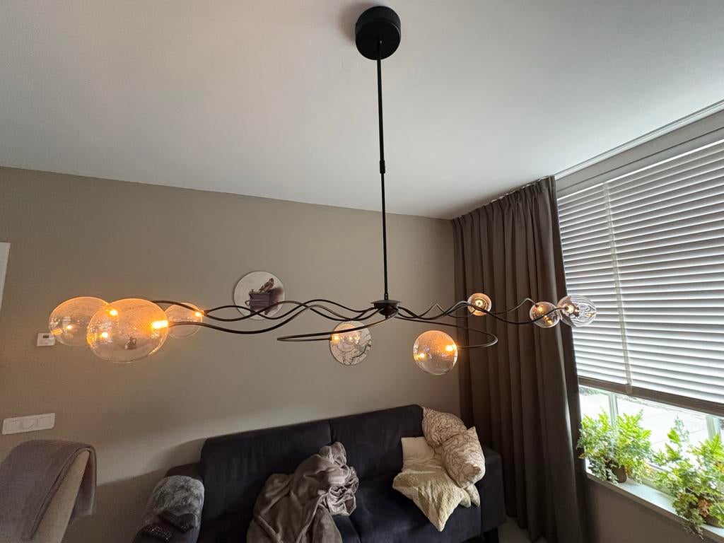 2 Masterlight Gio hanglampen met glazen bollen (40 euro p/s), Ophalen, Gebruikt, Glas, 75 cm of meer