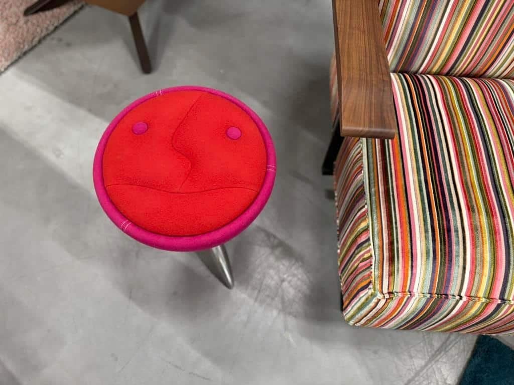 Leolux TamTam Hollow Kruk Roze rood stof Design Hocker, Minder dan 50 cm, Leolux, Info@leolux.nl, Rond