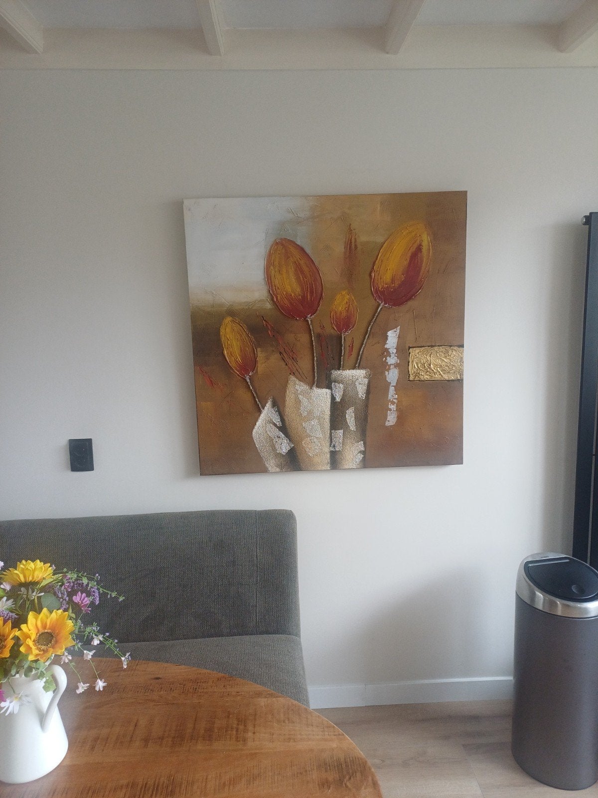 Prachtige Abstracte kunst met bloemen, Antiek en Kunst, Ophalen of Verzenden