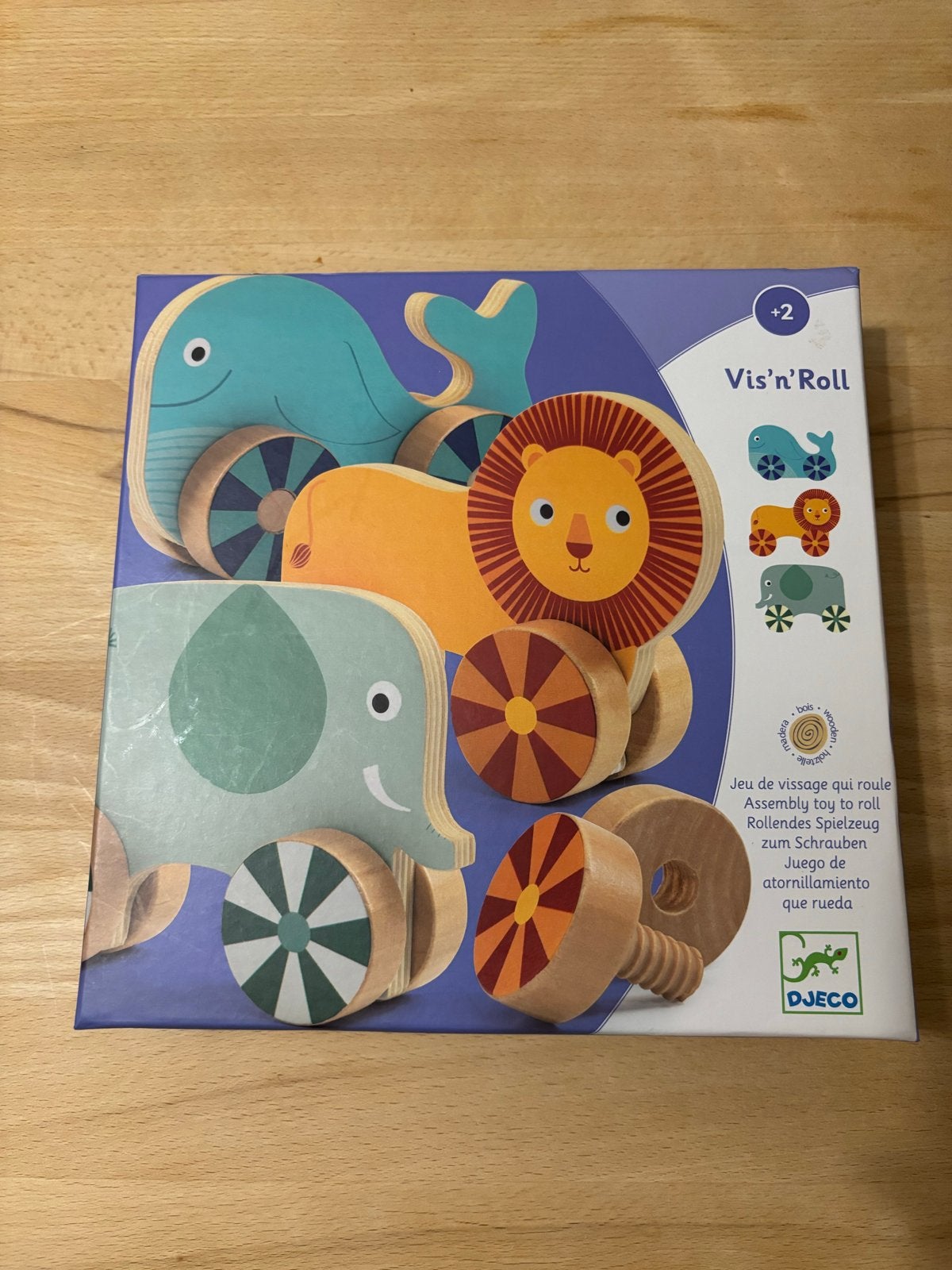 Djeco Vis'n'Roll Houten Dieren Bouw- en Rolspel, Kinderen en Baby's, Speelgoed | Houten speelgoed, Ophalen of Verzenden, Nieuw