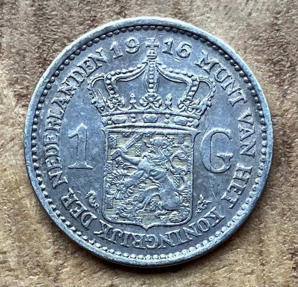 1 gulden 1916 Wilhelmina (1), Ophalen, 1 gulden, Zilver, Koningin Wilhelmina