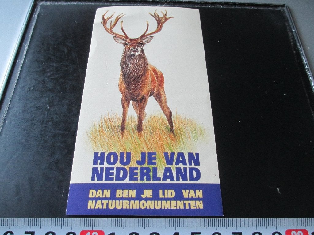 sticker Hou je van Nederland Natuurmonumenten Hert, Verzamelen, Ophalen, Zo goed als nieuw