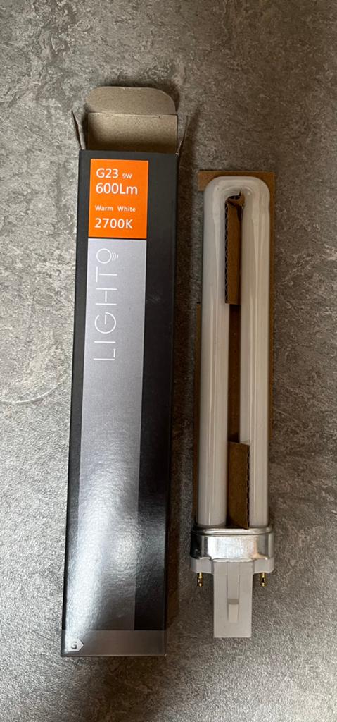 4x LIGHTO G23 9W 600Lm 2700K Warm Wit Spaarlamp, Ophalen of Verzenden, Nieuw