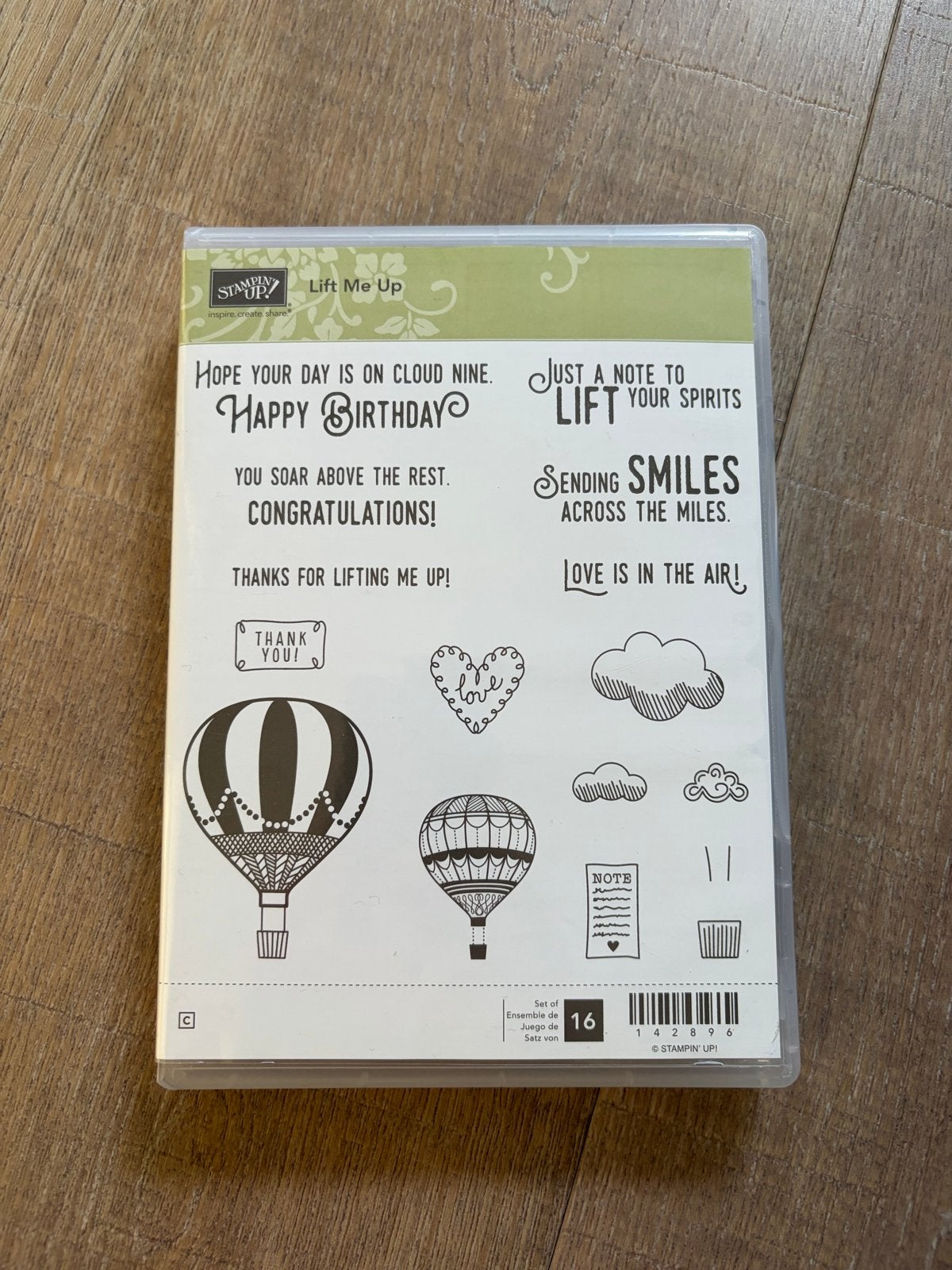 Stampin' Up! Lift Me Up stempelset - Ballonnen & Teksten, Ophalen of Verzenden, Zo goed als nieuw, Clearstamp