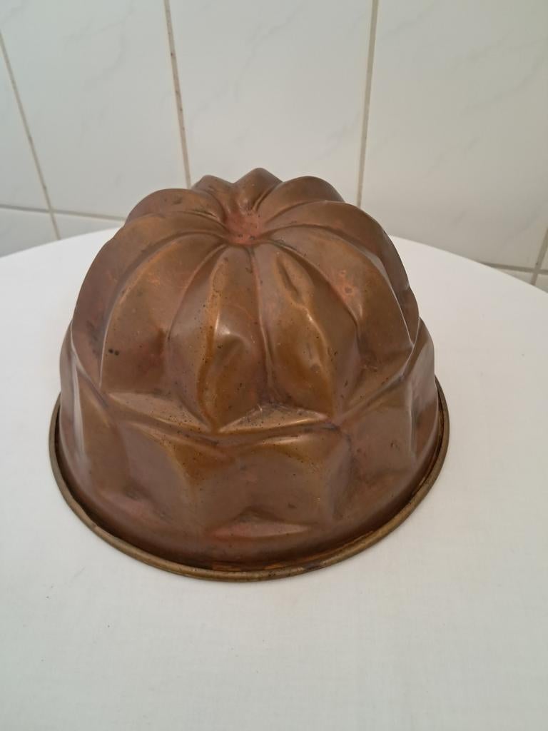 Antieke koperen bak - of puddingvorm, Antiek en Kunst, Antiek | Koper en Brons, Ophalen