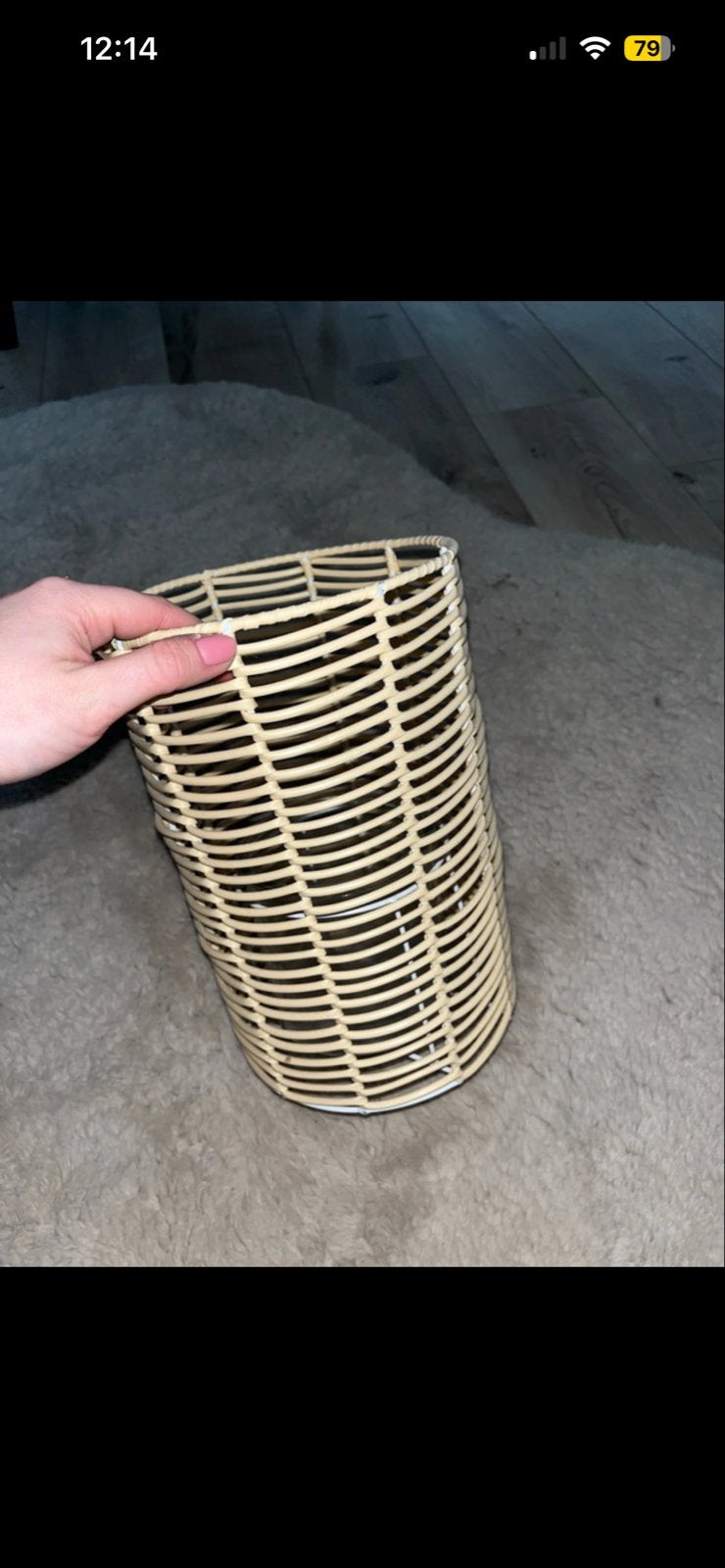 Rotan Windlicht met Glazen Binnenkant, Ophalen, Windlicht, Natuurlijk materiaal, Zo goed als nieuw