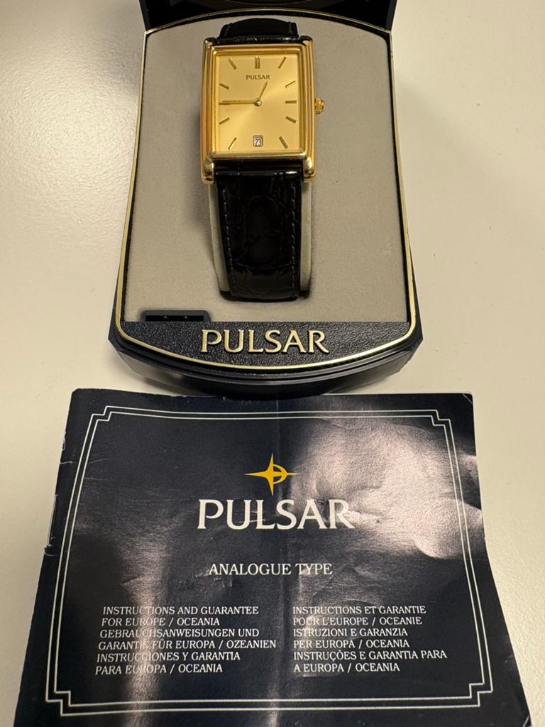 Pulsar TANK horloge GoldPlated, Ophalen, Zo goed als nieuw, Staal, Overige merken