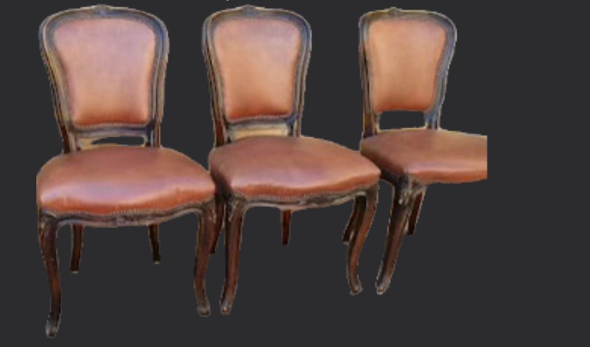 4 Lodewijk eetkamerstoelen in leer, Ophalen of Verzenden