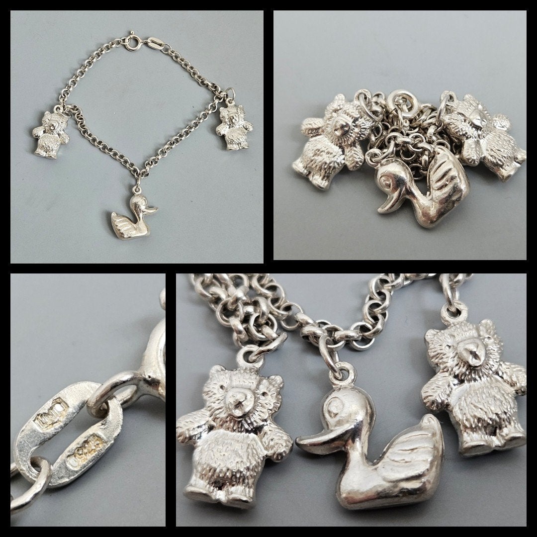 Zilveren bedelarmband, jasseronschakel met drie bedels, Sieraden, Tassen en Uiterlijk, Antieke sieraden, Ophalen of Verzenden