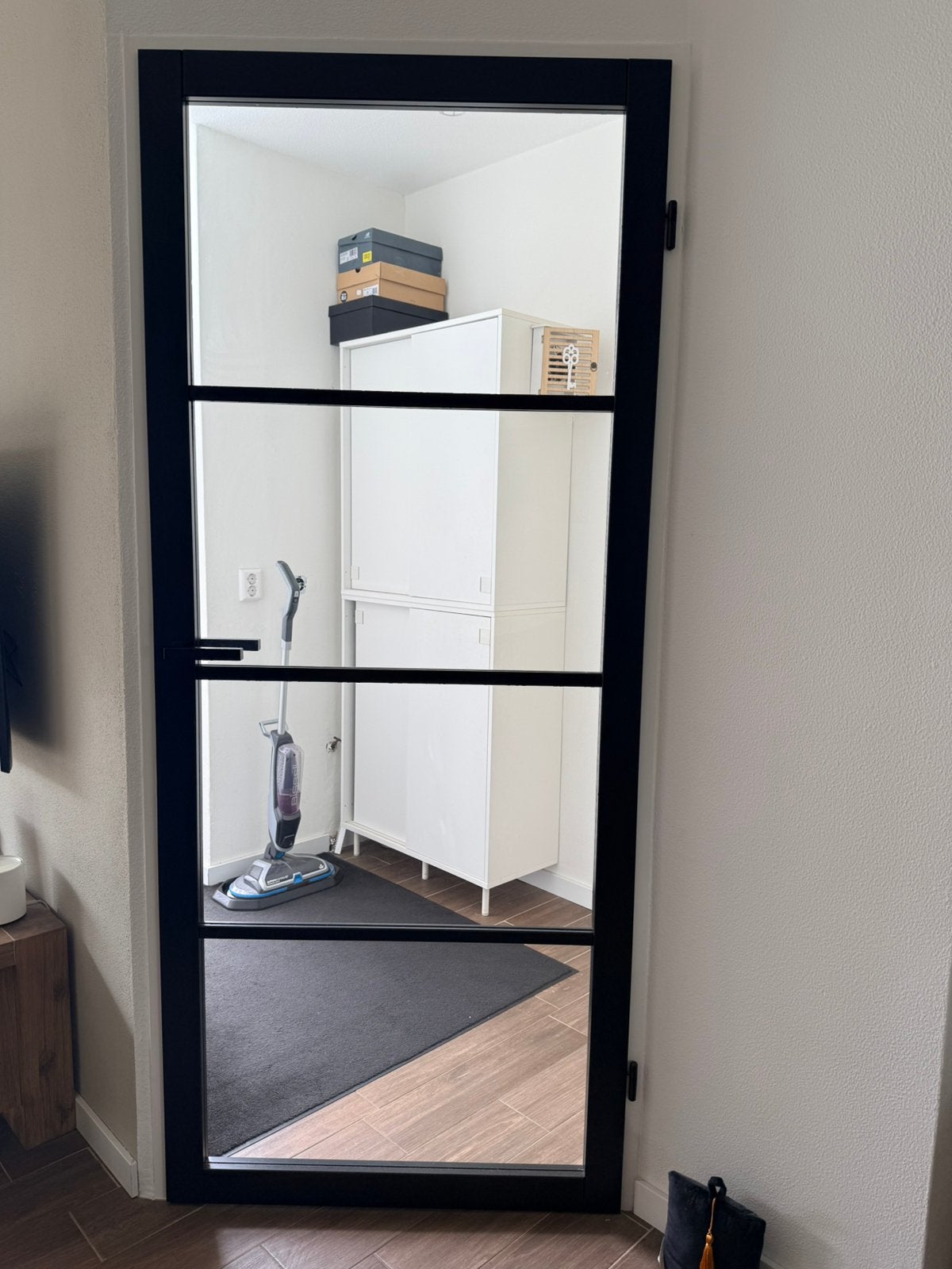 Binnendeur steel look zwart 2 stuks Links en Rechts draaiend, Ophalen, Binnendeur, 200 tot 215 cm, Glas