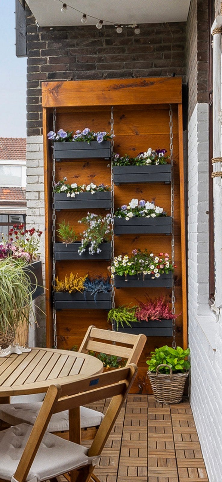 Houten verticale tuin met bloembakken, Ophalen, Gebruikt, Hout, Tuin