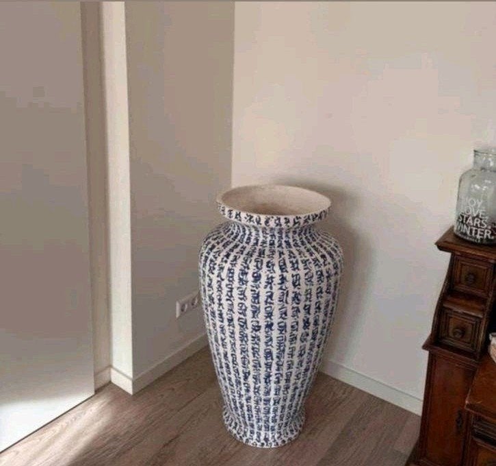 Prachtige grote Chinese decoratief vaas., Ophalen, Gebruikt, Natuurlijk materiaal