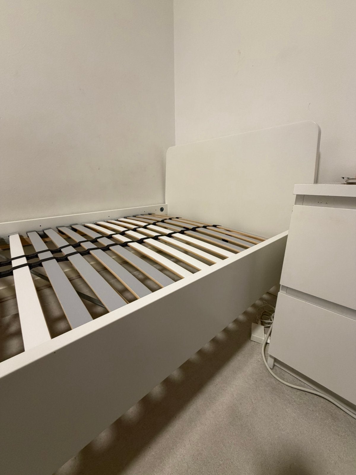 Ikea 1 persoons bed, Ophalen, 90 cm, Eenpersoons, Wit