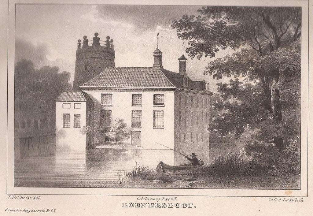 Loenersloot De Ridder-Hofstad Loenersloot in Utrecht 1846 Li, Origineel, 1800 - 1899, Architectuur, 12 cm