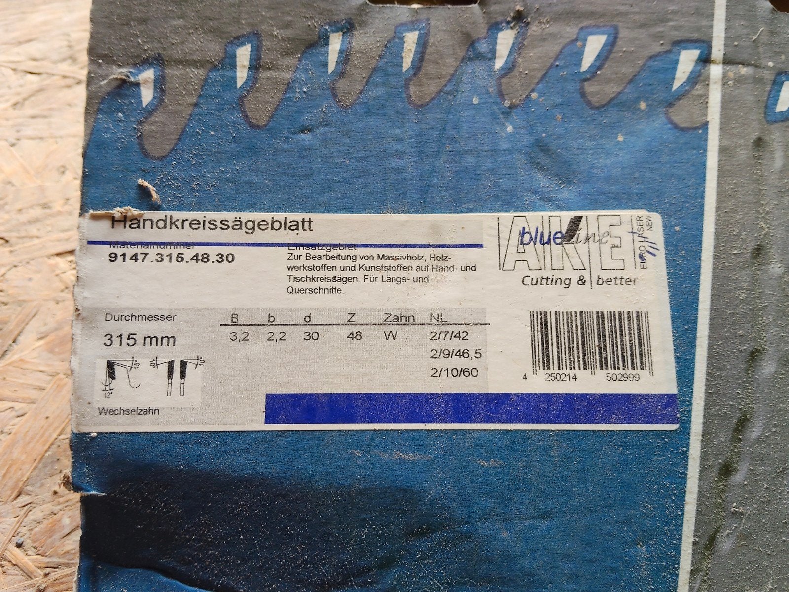 2 Zaagbladen - 315mm en 300mm voor Hout/Spaanplaat, Ophalen of Verzenden, Gebruikt, Cirkelzaag